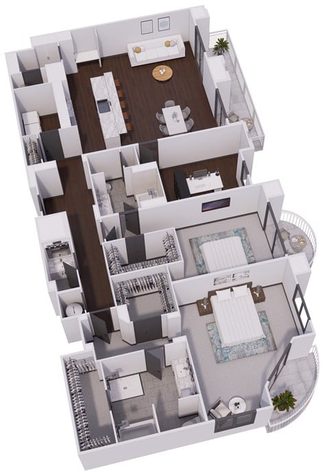 Floor plan for 2 beds, 2.5 baths, 2372 sqft
