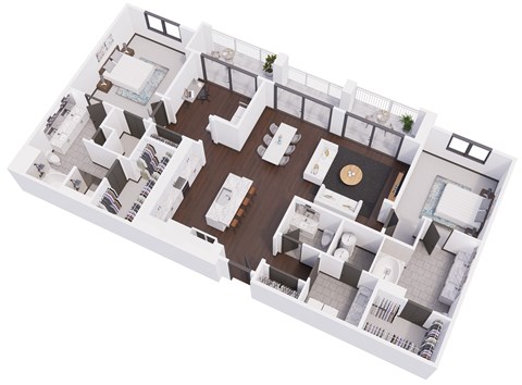 Floor plan for 2 beds, 2.5 baths, 1742 sqft
