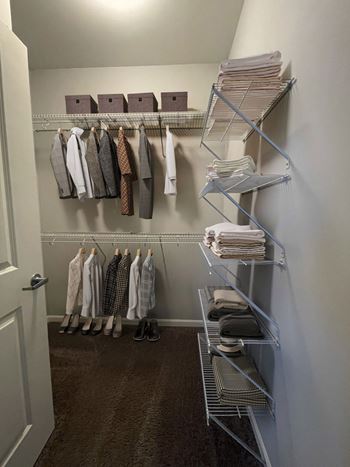 Walk-in closets with built-in shelving*