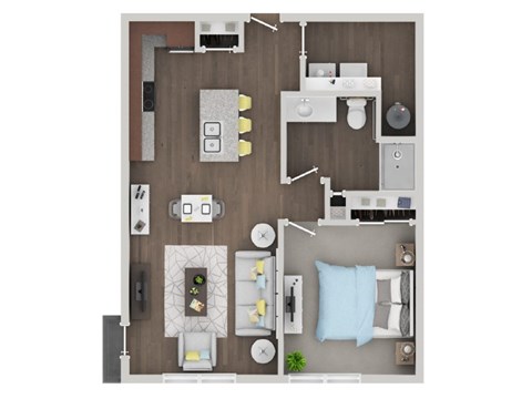 Floor plan for 1 bed, 1 bath