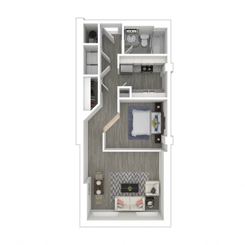 Floor plan for studio, 1 bath, 712 sqft