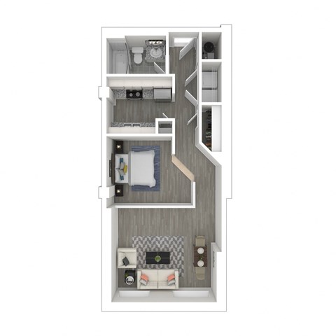Floor plan for studio, 1 bath, 630 sqft