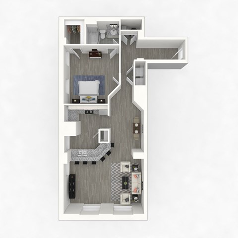 Floor plan for 1 bed, 1 bath, 1015 sqft