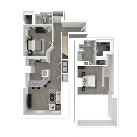Floor plan for 2 beds, 2 baths, 1380 sqft