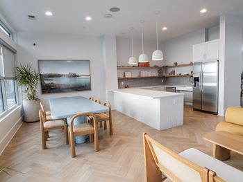 Community rooftop with city views
