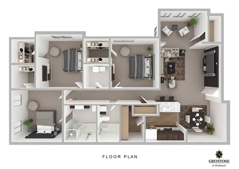 Floor plan for 3 beds, 2 baths, 1588 sqft
