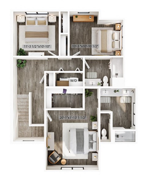 Floor plan for 3 beds, 2 baths, 2204 sqft