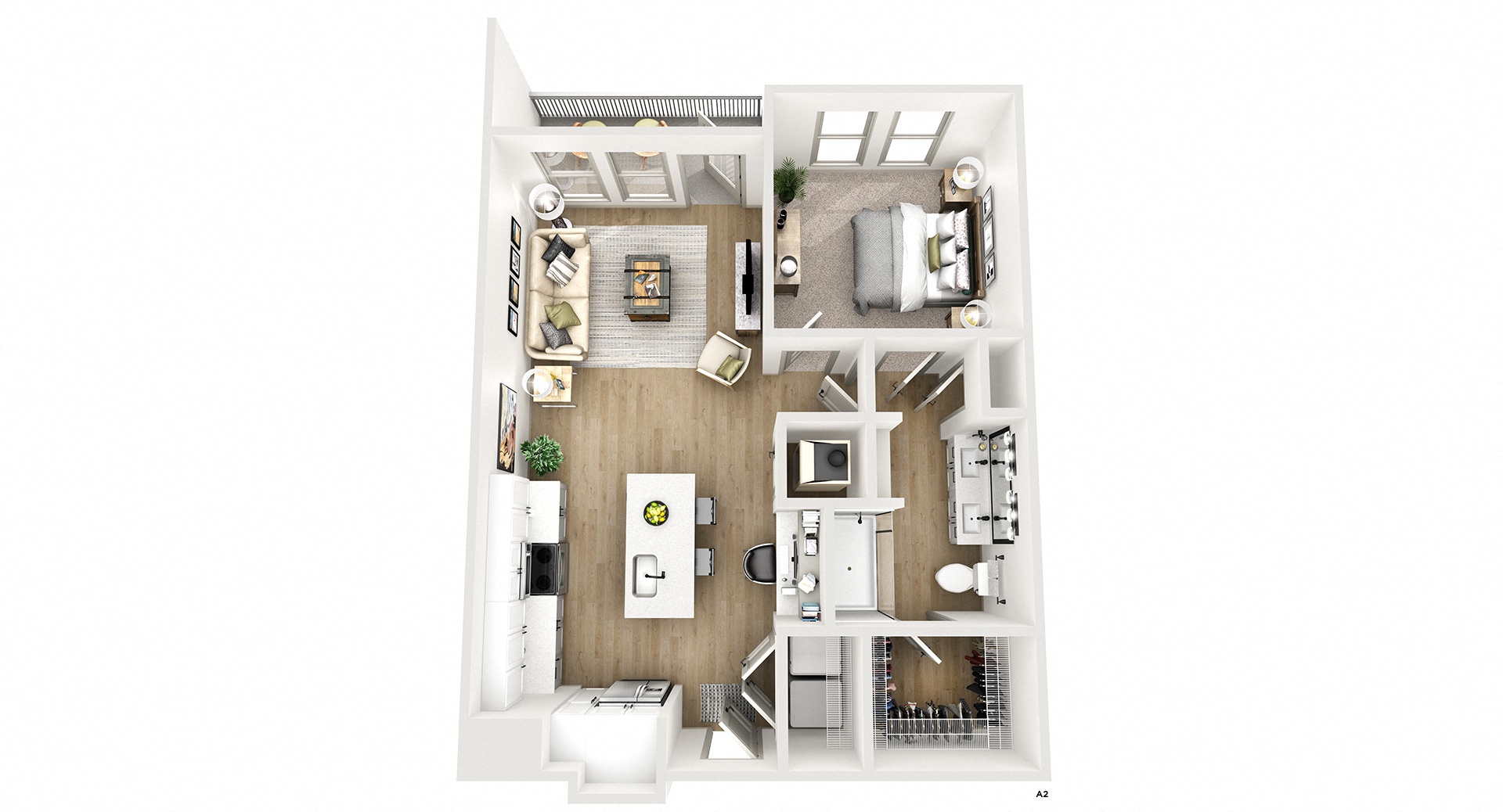 Floor plan for 1 bed, 1 bath, 753 sqft