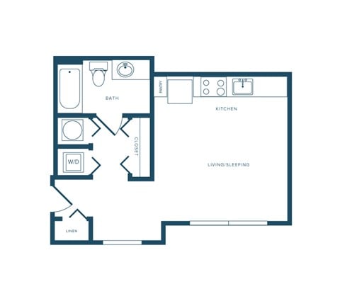 Floor plan for studio, 1 bath, 469 sqft