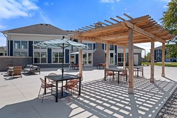 Poolside sundecks with pergolas