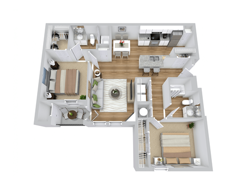 Floor plan for 2 beds, 2 baths, 1112 sqft