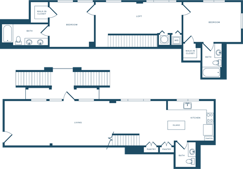 Floor plan for 2 beds, 2.5 baths, 1853 sqft