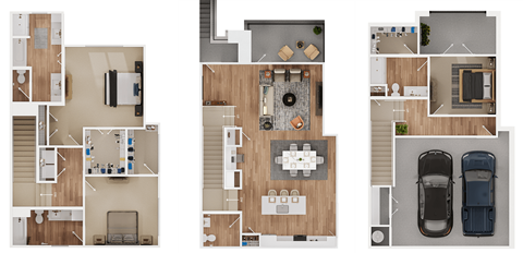 Floor plan for 3 beds, 3 baths, 2462 sqft