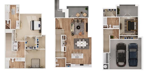 Floor plan for 3 beds, 3 baths, 2389 sqft