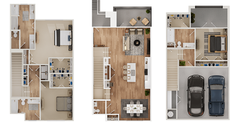 Floor plan for 3 beds, 3 baths, 2326 sqft