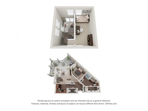 Floor plan for 1 bed, 1 bath, 789 sqft