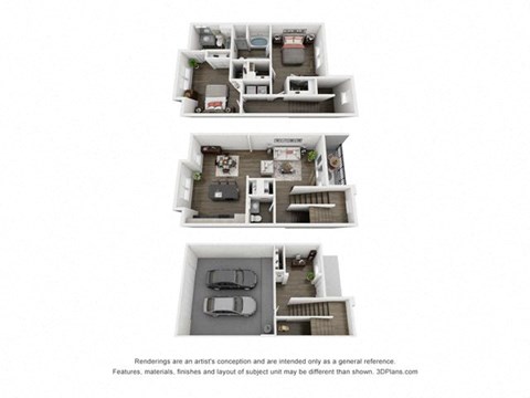 Floor plan for 2 beds, 2 baths, 1624 sqft