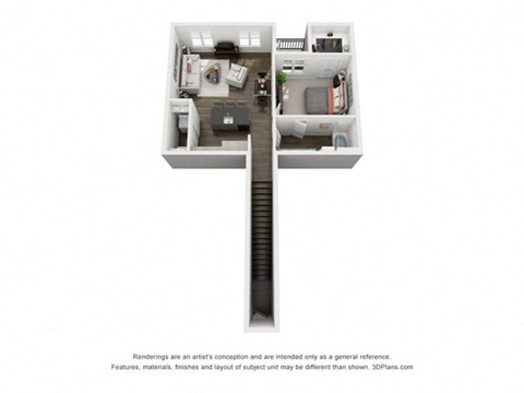 Floor plan for 1 bed, 1 bath, 789 sqft