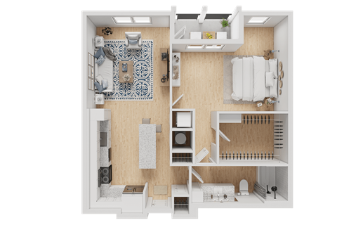 Floor plan for 1 bed, 1 bath, 780 sqft