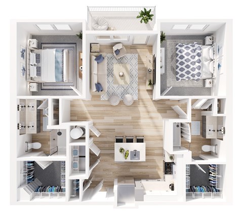 Floor plan for 2 beds, 2 baths, 1170 sqft
