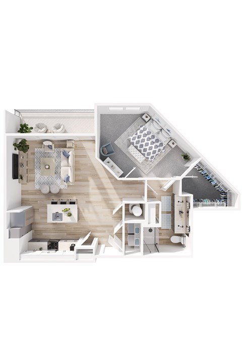 Floor plan for 1 bed, 1 bath, 918 sqft