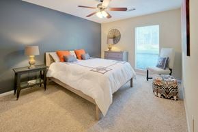Columbus apartment for rent - Apartments In Columbus, GA For Rent - Midland Falls - Spacious Bedroom With Plush Carpeting, A Ceiling Fan, And Window