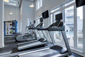 Decatur apartment for rent - A gym with treadmills, exercise bikes, and other equipment.