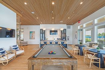 Club room with lounge area and billiards