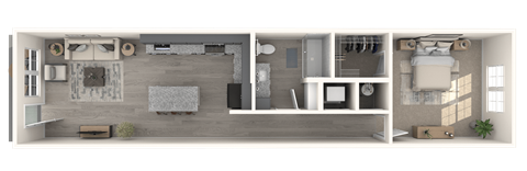 Floor plan for 1 bed, 1 bath, 850 sqft