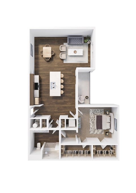 Floor plan for 1 bed, 1 bath, 1080 sqft