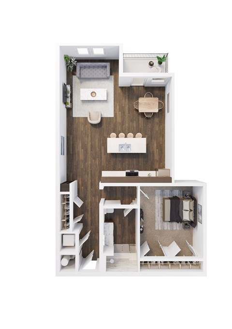 Floor plan for 1 bed, 1 bath, 930 sqft