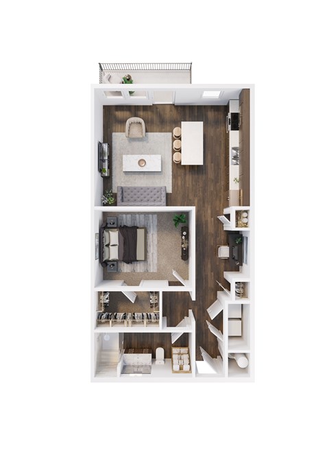 Floor plan for 1 bed, 1 bath, 830 sqft