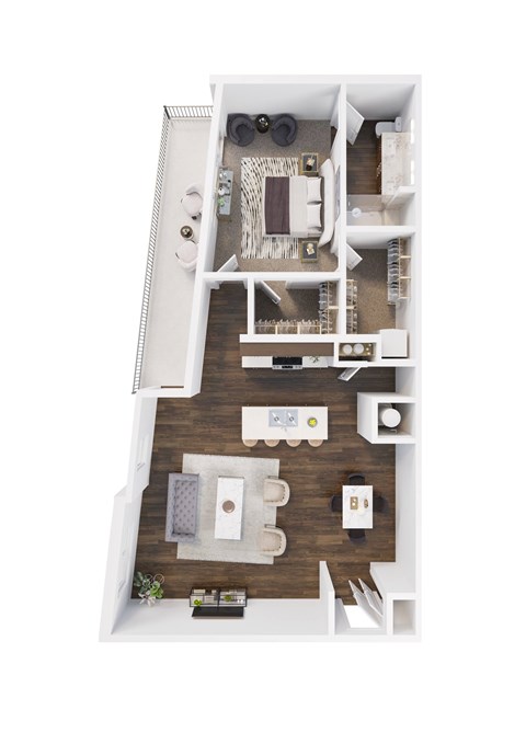 Floor plan for 1 bed, 1 bath, 1010 sqft