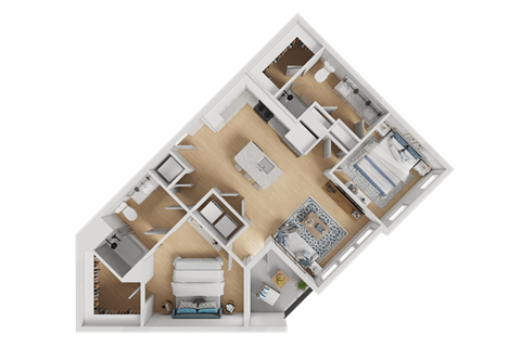 Floor plan for 2 beds, 2 baths, 1088 sqft
