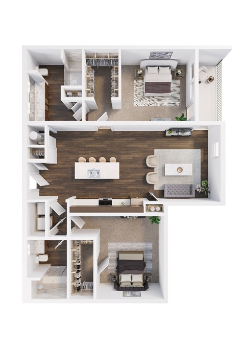 Floor plan for 2 beds, 2 baths, 1150 sqft