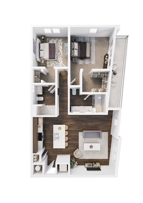 Floor plan for 2 beds, 2 baths, 1120 sqft