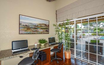 Business center, computer and printer