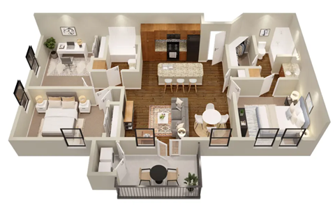 Floor plan for 3 beds, 2 baths, 1150 sqft