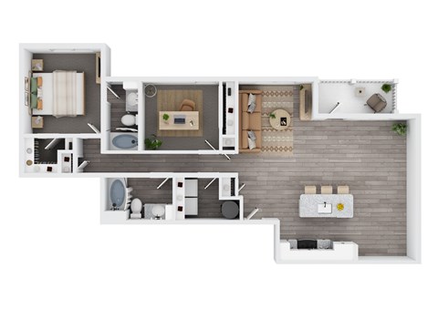 Floor plan for 2 beds, 2 baths, 1426 sqft