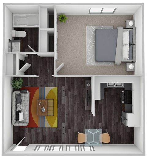 Floor plan for 1 bed, 1 bath, 468 sqft