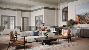 Atlanta apartment for rent - A living room with a couch, chairs, and a coffee table.