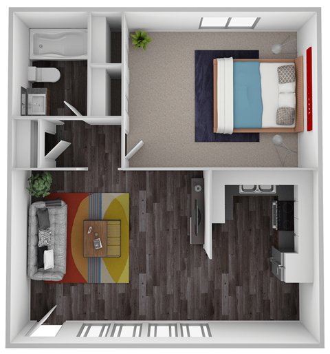 Floor plan for 1 bed, 1 bath, 468 sqft