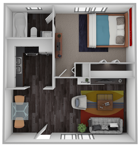 Floor plan for 1 bed, 1 bath, 468 sqft