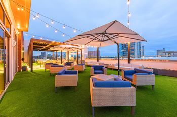 Rooftop terrace with city skyline views
