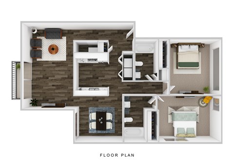 Floor plan for 2 beds, 2 baths, 1150 sqft