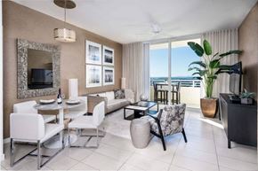 Fort Lauderdale apartment for rent - a living room with a large window and a view of the ocean at Regatta at New River, Florida