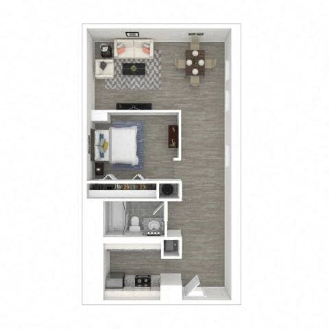 Floor plan for studio, 1 bath, 625 sqft