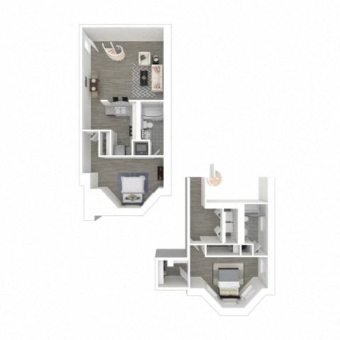 Floor plan for 2 beds, 2 baths