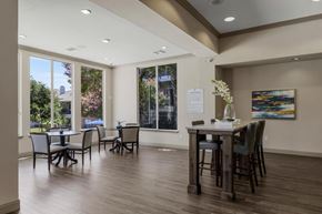 Austin apartment for rent - A dining room with a table set for six.