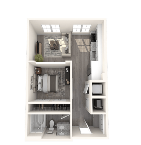 Floor plan for studio, 1 bath, 548 sqft